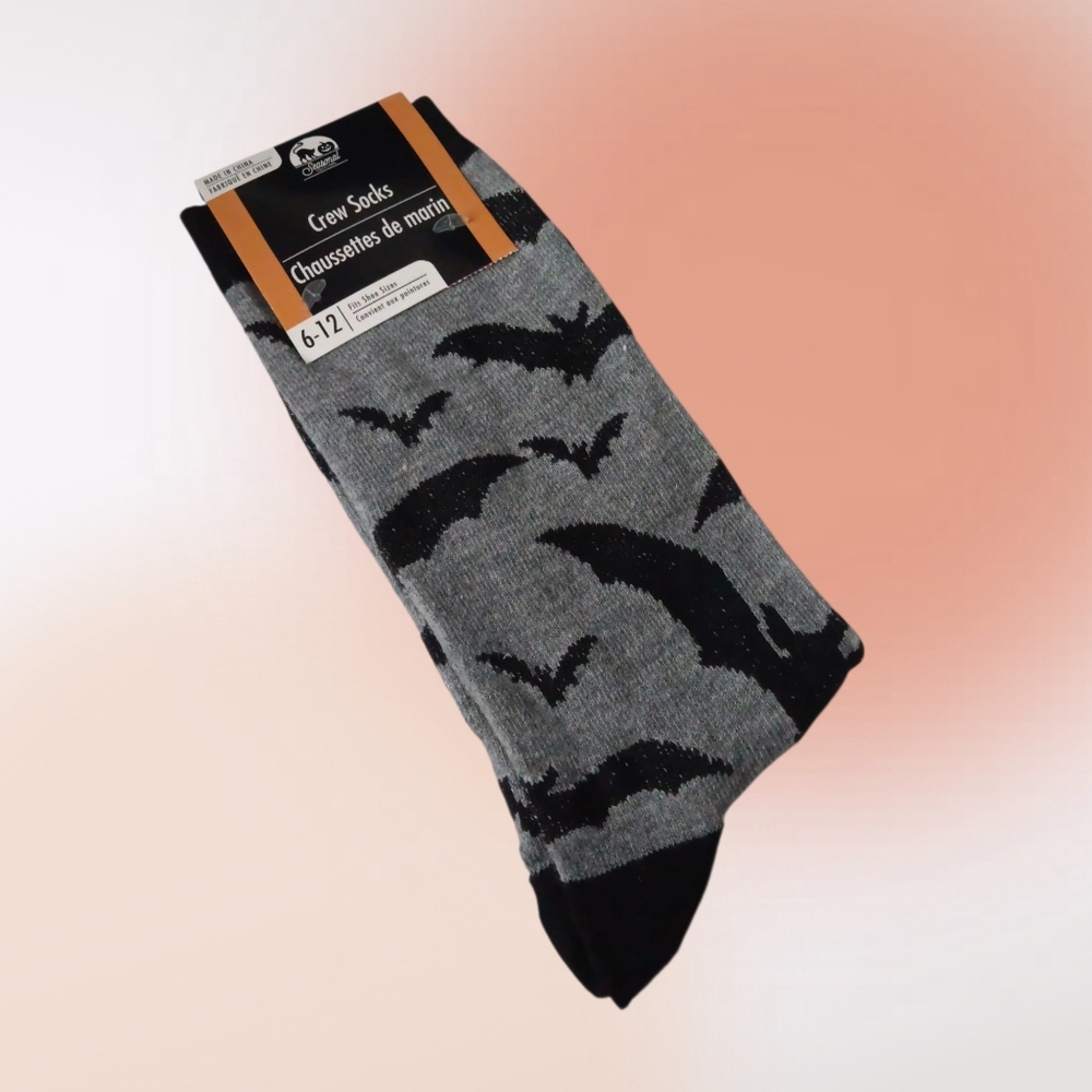 Halloween Bat Crew Socks - Picture 2 of 3